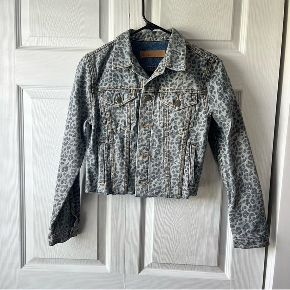 GRLFRND CARA LEOPARD PRINT CROPPED DENIM XS - Picture 1 of 4
